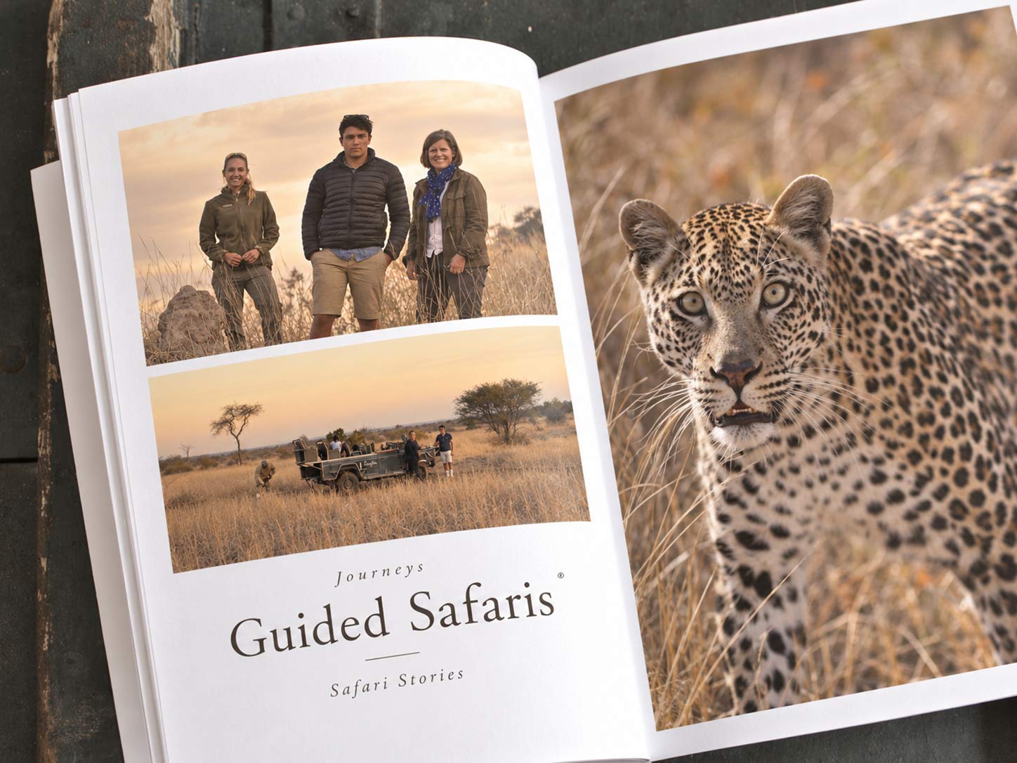 The Guided Safaris® Safari Stories journal, the Dinetz family on its cover